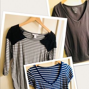 Bundle of 3 Motherhood maternity shirts